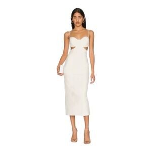 Misha Ivory Daisy Sweetheart Cutout Midi Bodycon Dress